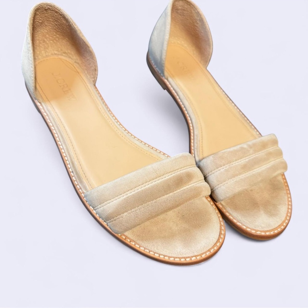 J. Crew Beige suede Women's Flats open toe slip on size 7 1/2